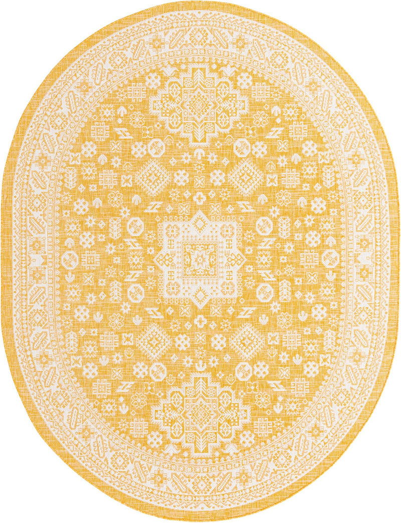 Tribal Terrace Treasures Collection Area Rug - Incan Isle (Yellow) Oval Yellow Main