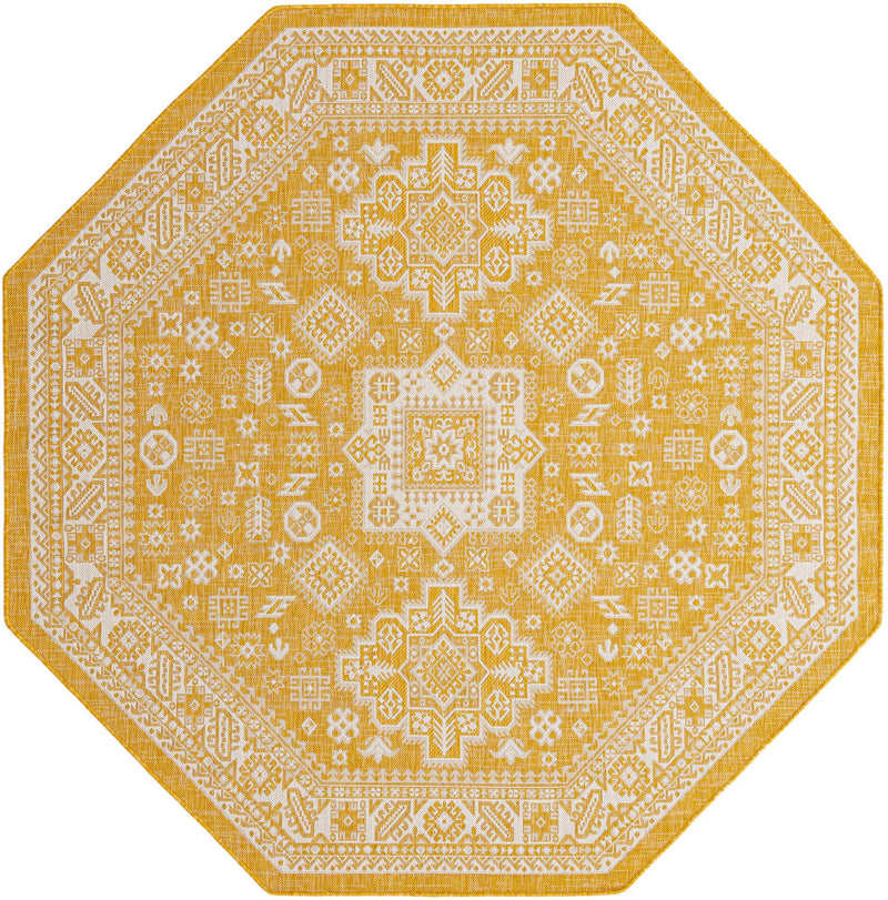 Tribal Terrace Treasures Collection Area Rug - Incan Isle (Yellow) Octagon Yellow Main