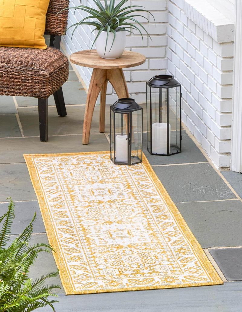 Tribal Terrace Treasures Collection Area Rug - Incan Isle (Yellow) Runner Yellow lifestyle 0