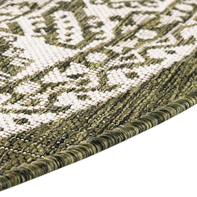 Tribal Terrace Treasures Collection Area Rug - Incan Isle (Green) Round Green lifestyle 7