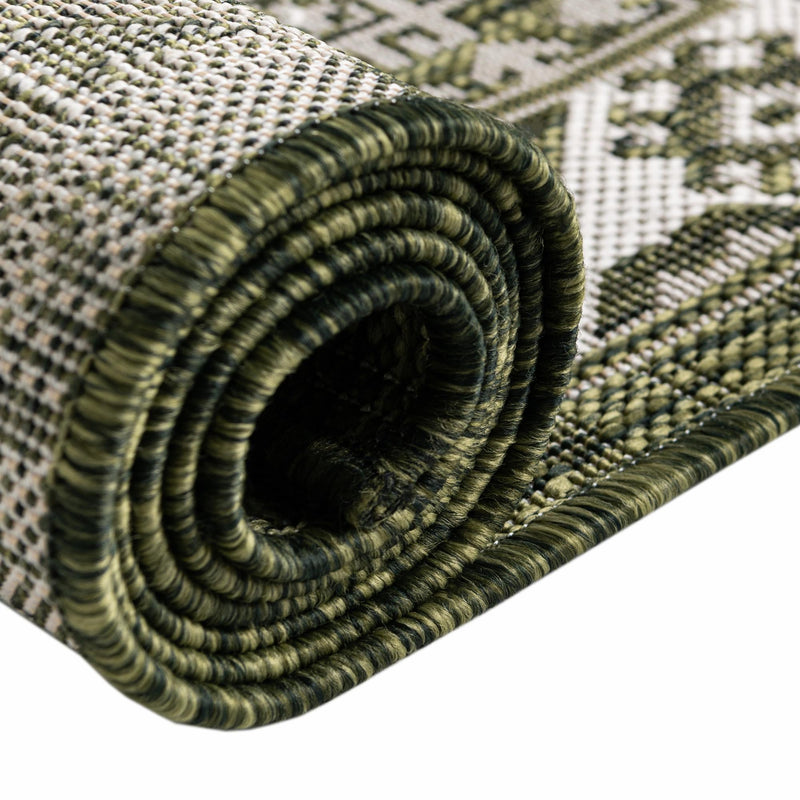 Tribal Terrace Treasures Collection Area Rug - Incan Isle (Green) Round Green lifestyle 15