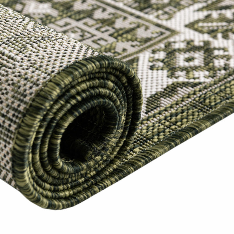 Tribal Terrace Treasures Collection Area Rug - Incan Isle (Green) Oval Green lifestyle 10
