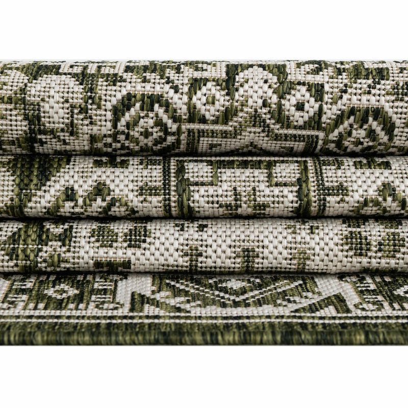 Tribal Terrace Treasures Collection Area Rug - Incan Isle (Green) Oval Green lifestyle 12