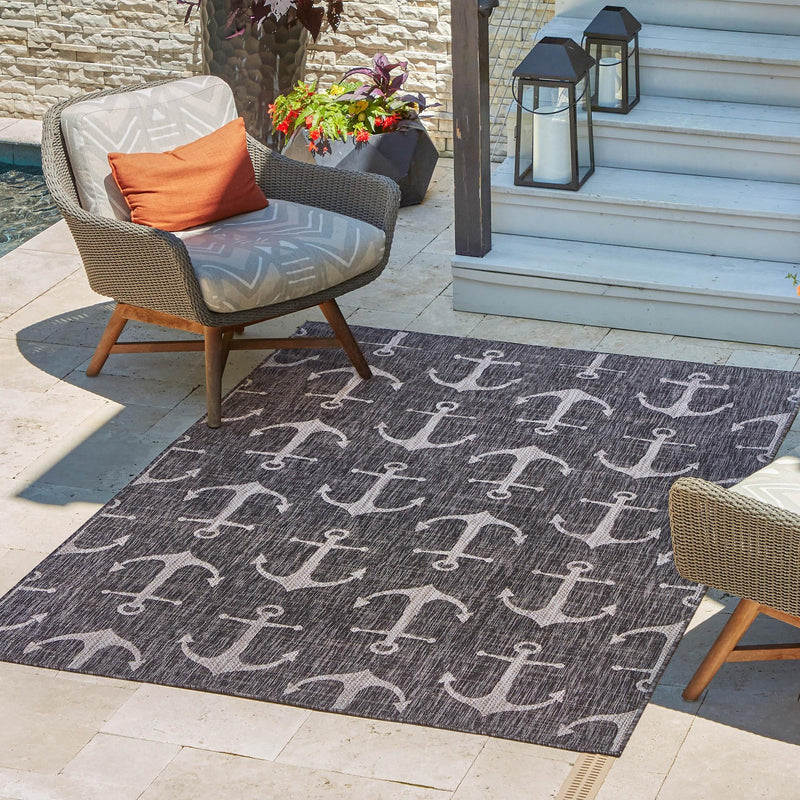 Seaside Haven Rugs Collection Area Rug - Sapphire (Charcoal) Rectangle Charcoal lifestyle 17