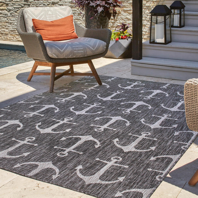 Seaside Haven Rugs Collection Area Rug - Sapphire (Charcoal) Rectangle Charcoal lifestyle 18