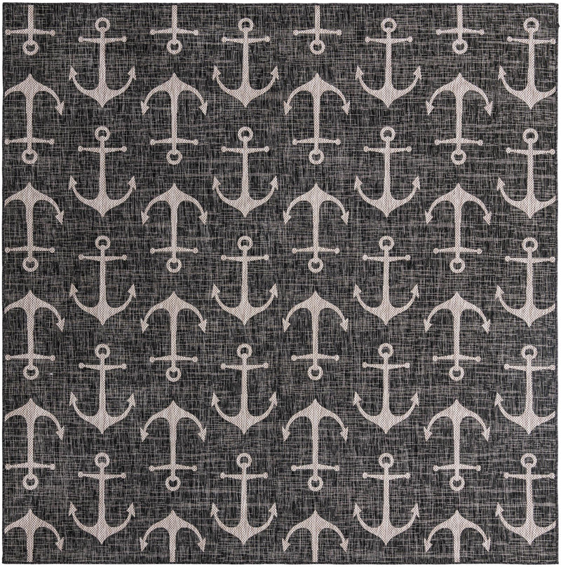 Seaside Haven Rugs Collection Area Rug - Sapphire (Charcoal) Square Charcoal Main