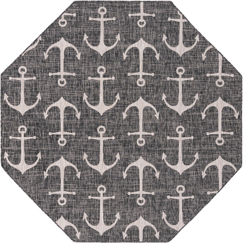 Seaside Haven Rugs Collection Area Rug - Sapphire (Charcoal) Oval Charcoal Main