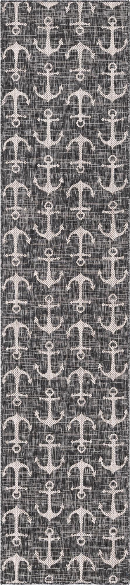 Seaside Haven Rugs Collection Area Rug - Sapphire (Charcoal) Runner Charcoal Main