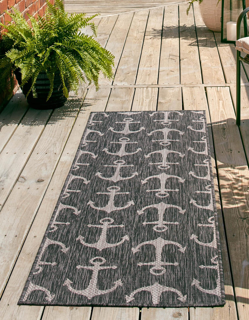 Seaside Haven Rugs Collection Area Rug - Sapphire (Charcoal) Runner Charcoal lifestyle 2