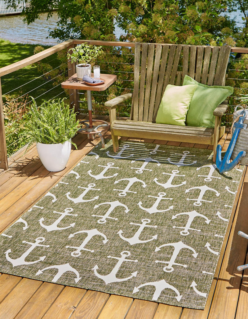 Seaside Haven Rugs Collection Area Rug - Sapphire (Green) Rectangle Green lifestyle 0
