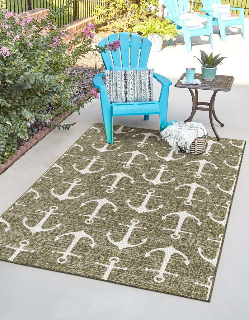 Seaside Haven Rugs Collection Area Rug - Sapphire (Green) Rectangle Green lifestyle 6
