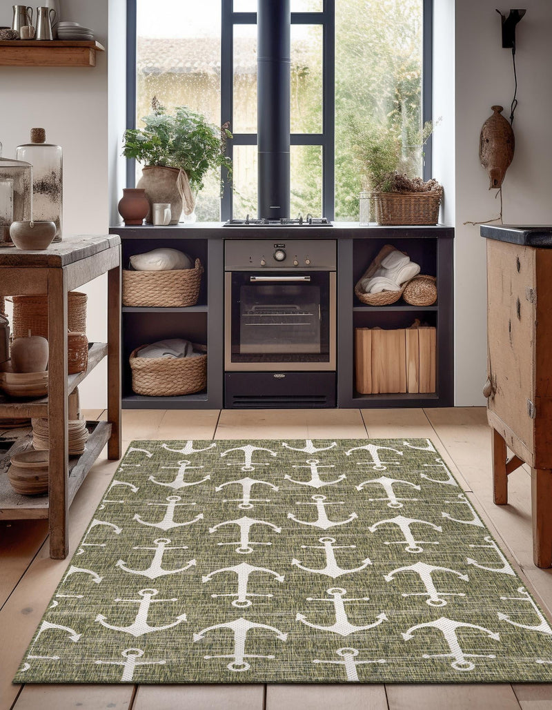 Seaside Haven Rugs Collection Area Rug - Sapphire (Green) Rectangle Green lifestyle 7