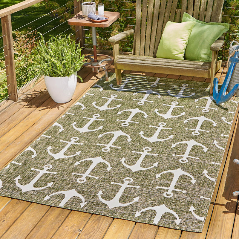 Seaside Haven Rugs Collection Area Rug - Sapphire (Green) Rectangle Green lifestyle 20