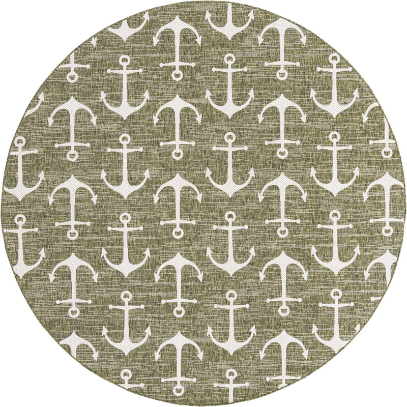Seaside Haven Rugs Collection Area Rug - Sapphire (Green) Round Green Main