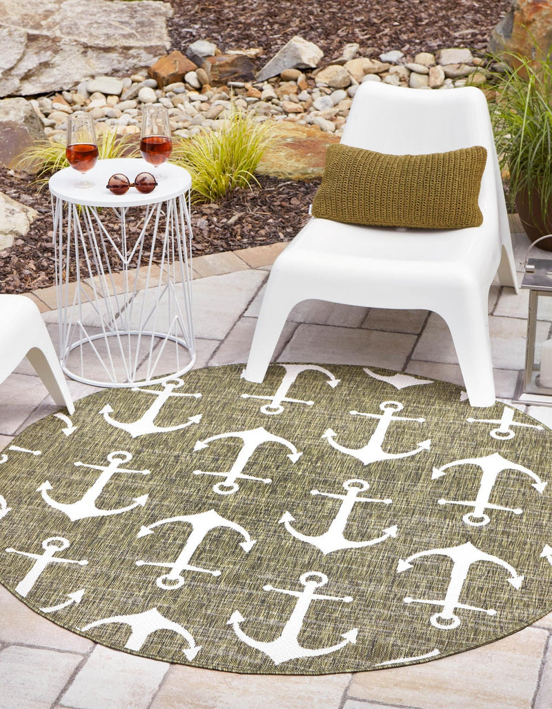 Seaside Haven Rugs Collection Area Rug - Sapphire (Green) Round Green lifestyle 0
