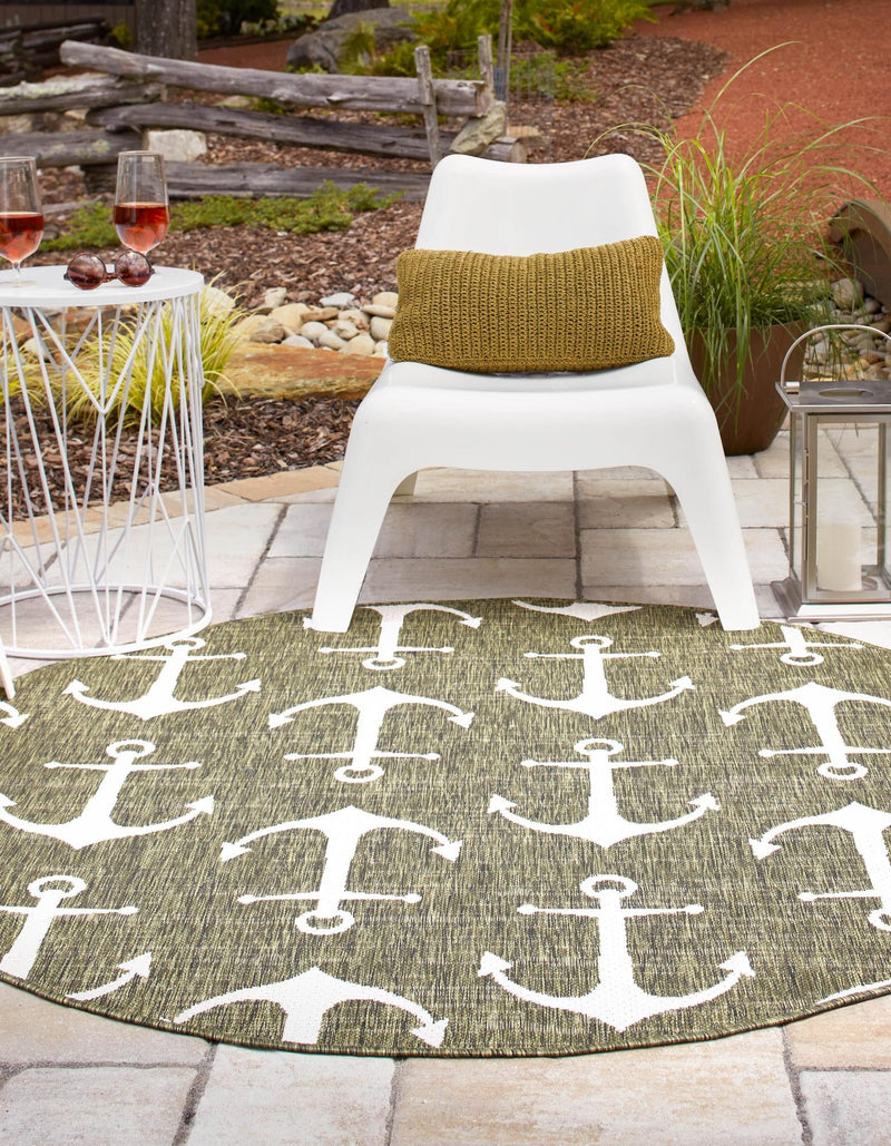 Seaside Haven Rugs Collection Area Rug - Sapphire (Green) Round Green lifestyle 2