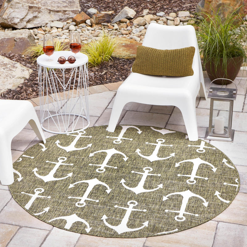 Seaside Haven Rugs Collection Area Rug - Sapphire (Green) Round Green lifestyle 18