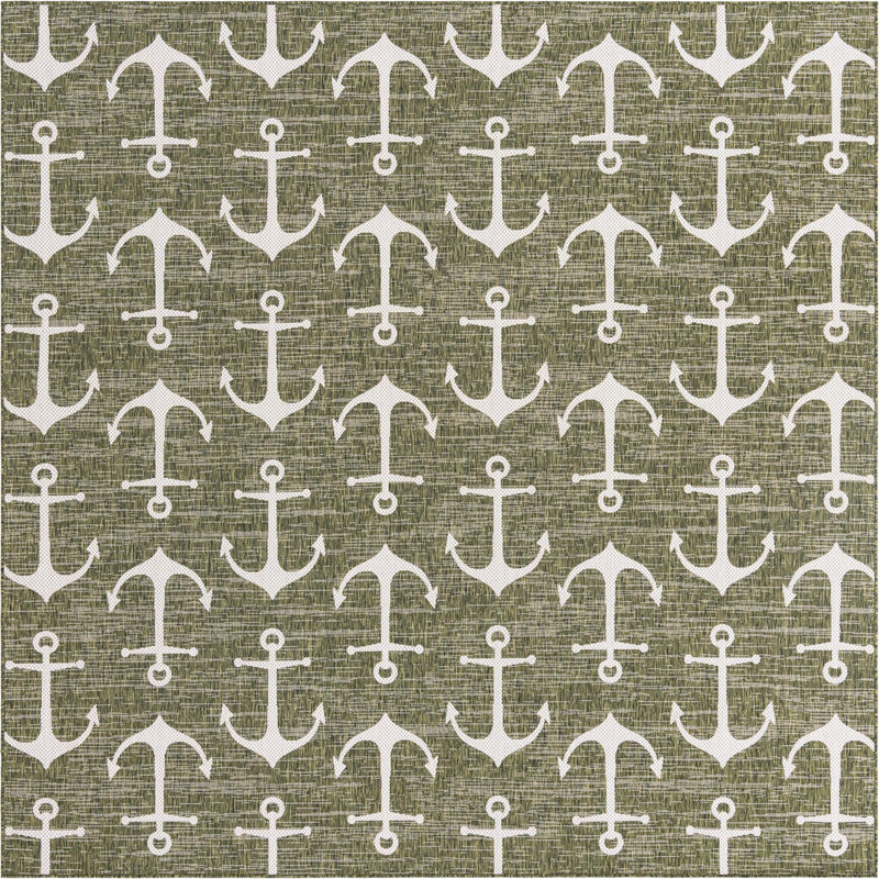 Seaside Haven Rugs Collection Area Rug - Sapphire (Green) Square Green Main