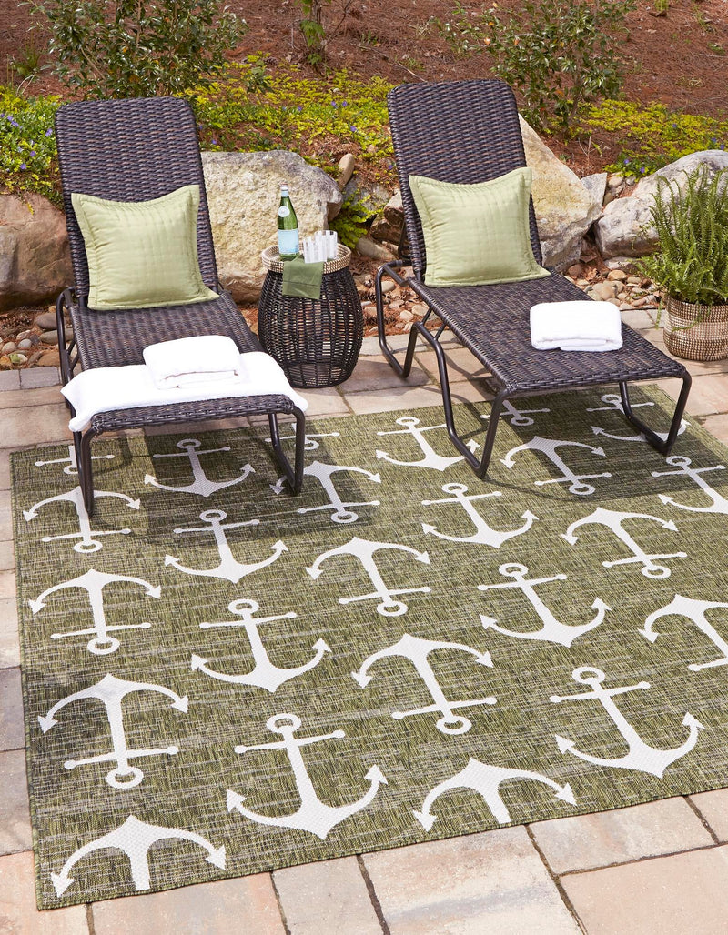 Seaside Haven Rugs Collection Area Rug - Sapphire (Green) Square Green lifestyle 0