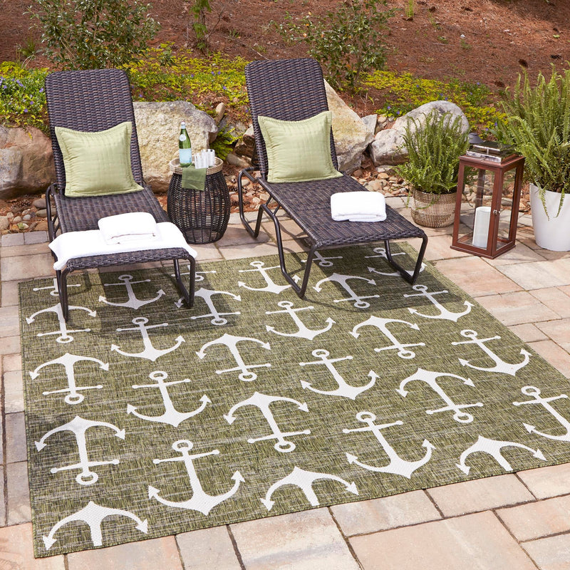 Seaside Haven Rugs Collection Area Rug - Sapphire (Green) Square Green lifestyle 13