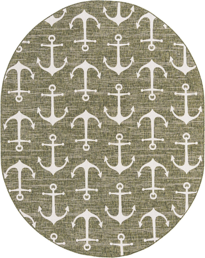 Seaside Haven Rugs Collection Area Rug - Sapphire (Green) Oval Green Main