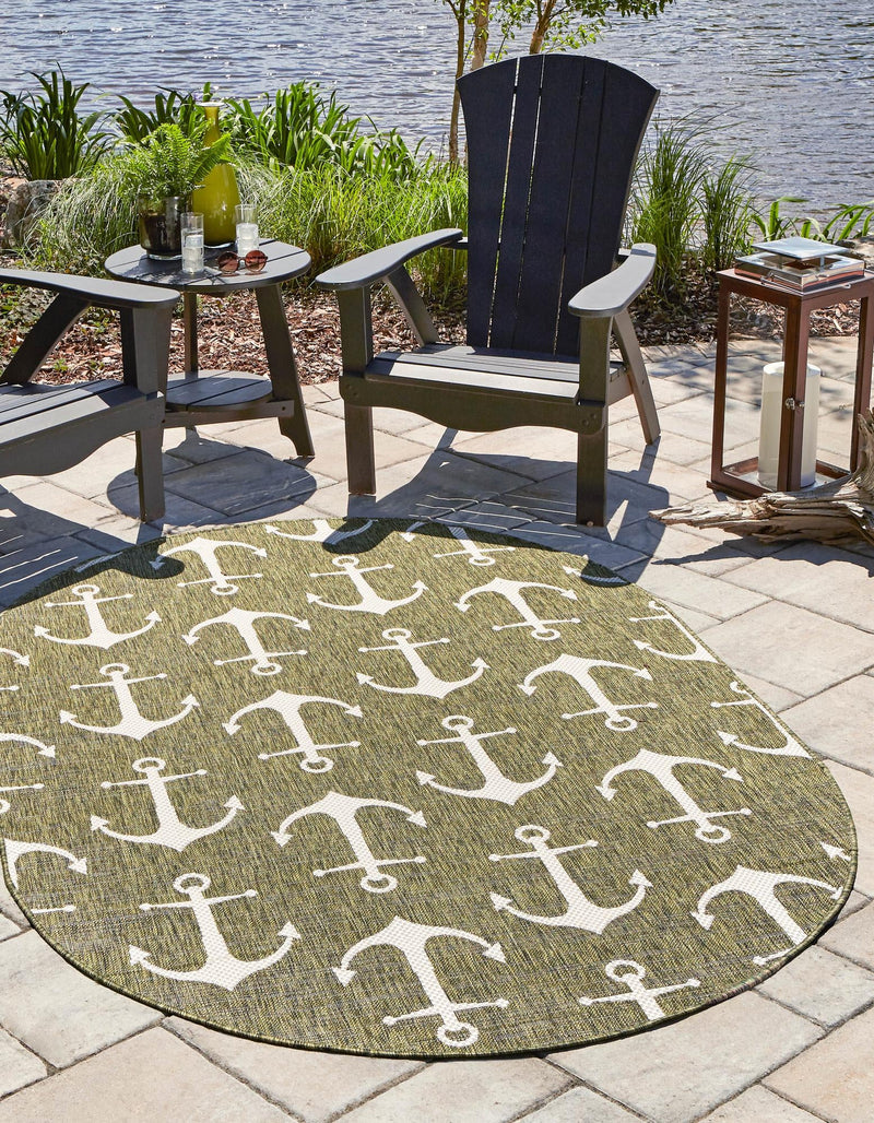 Seaside Haven Rugs Collection Area Rug - Sapphire (Green) Oval Green lifestyle 0
