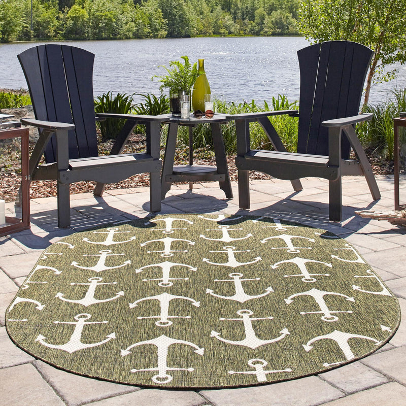 Seaside Haven Rugs Collection Area Rug - Sapphire (Green) Oval Green lifestyle 14