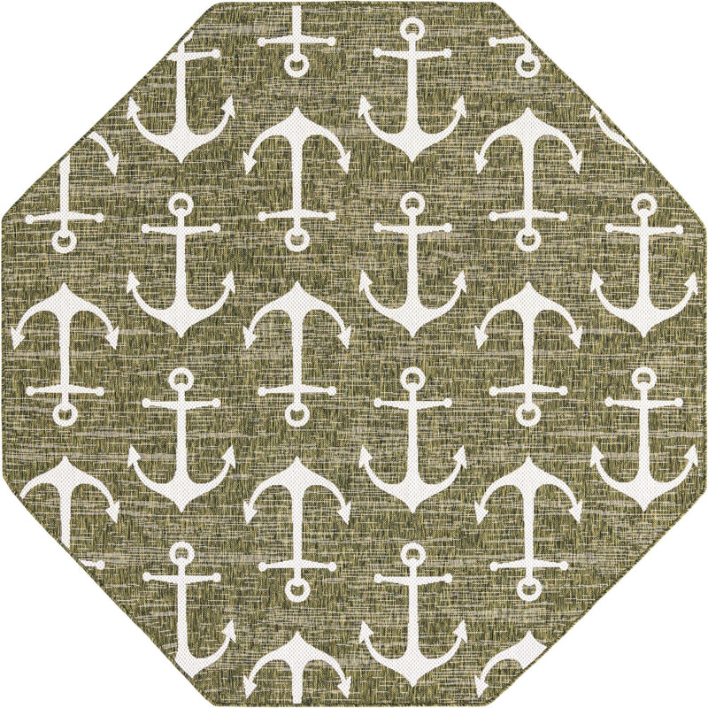 Seaside Haven Rugs Collection Area Rug - Sapphire (Green) Octagon Green Main
