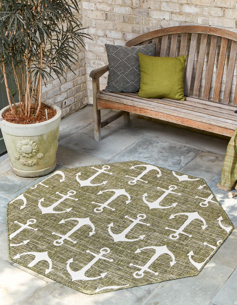 Seaside Haven Rugs Collection Area Rug - Sapphire (Green) Octagon Green lifestyle 0