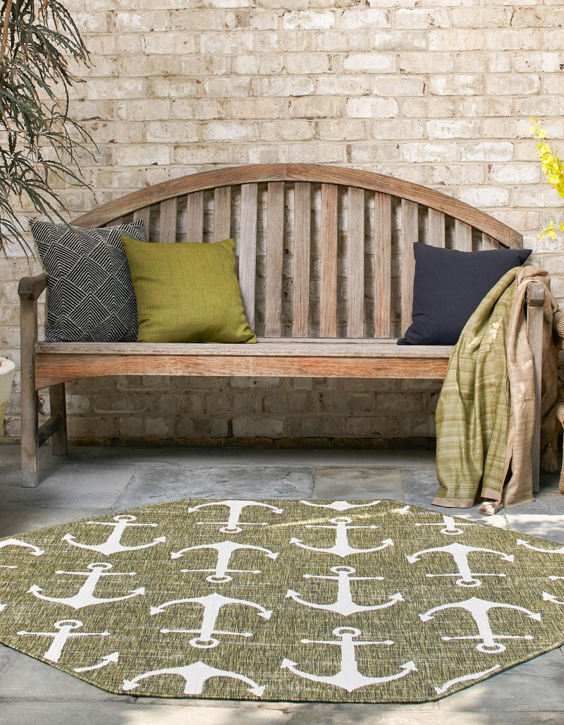 Seaside Haven Rugs Collection Area Rug - Sapphire (Green) Octagon Green lifestyle 2