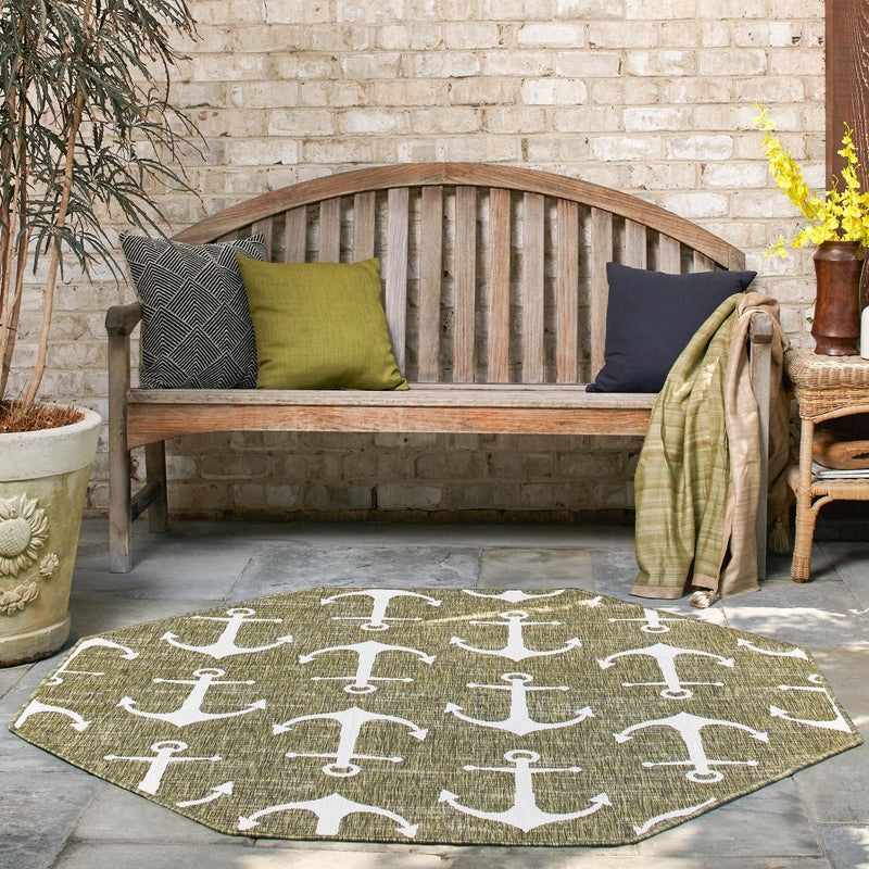 Seaside Haven Rugs Collection Area Rug - Sapphire (Green) Octagon Green lifestyle 14