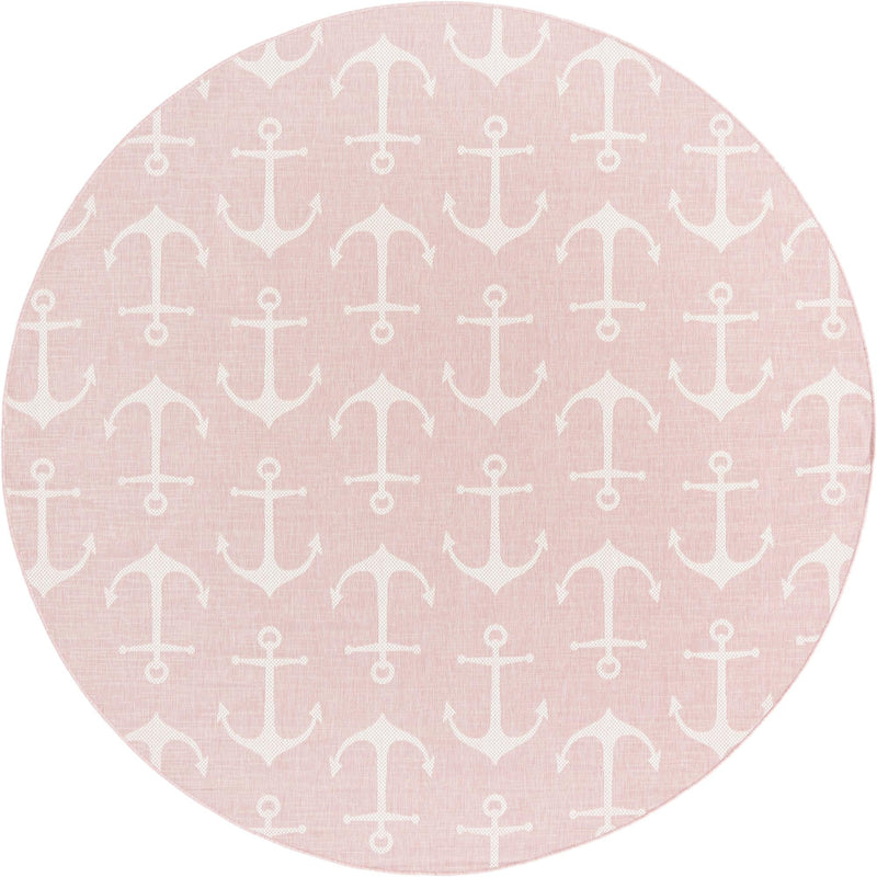 Seaside Haven Rugs Collection Area Rug - Sapphire (Pink) Round Pink Main
