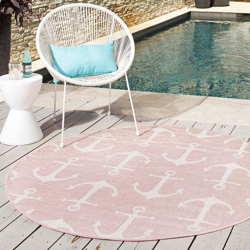 Seaside Haven Rugs Collection Area Rug - Sapphire (Pink) Round Pink lifestyle 9