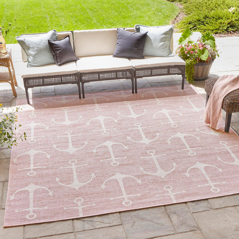 Seaside Haven Rugs Collection Area Rug - Sapphire (Pink) Square Pink lifestyle 8