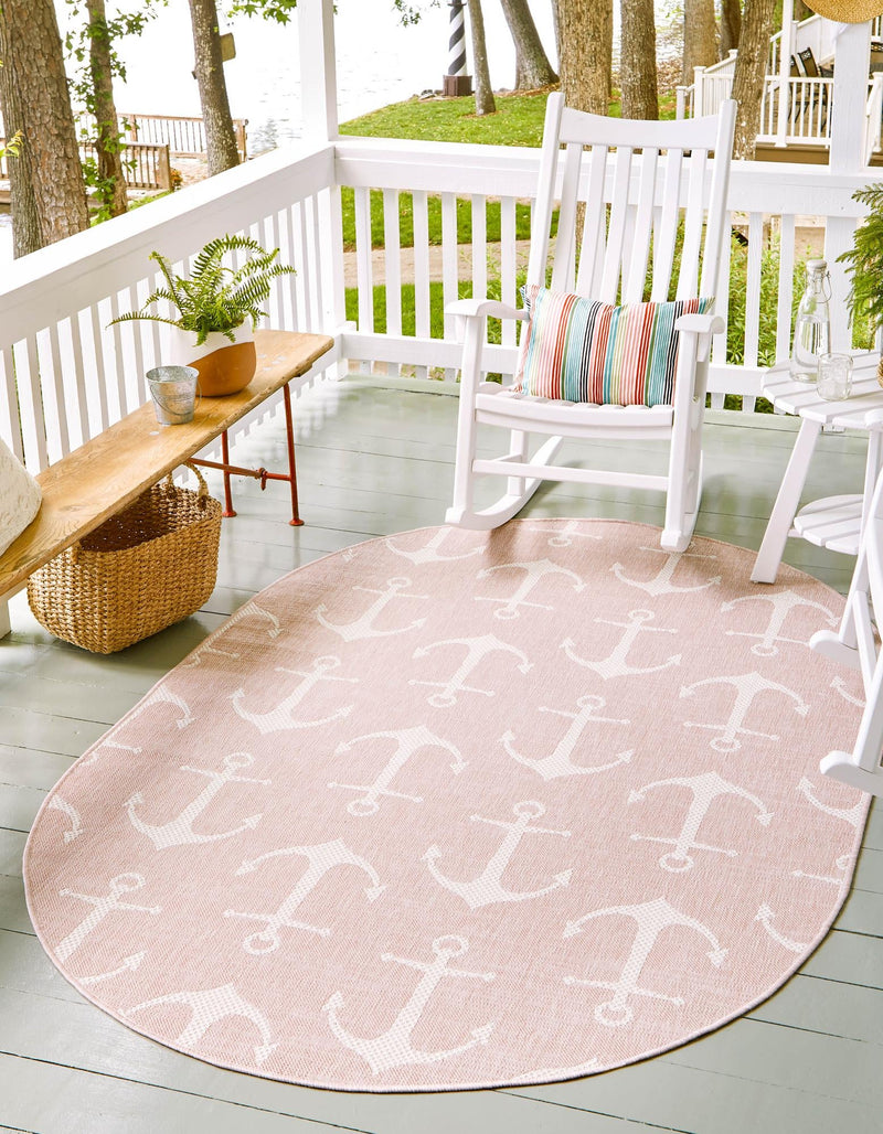 Seaside Haven Rugs Collection Area Rug - Sapphire (Pink) Oval Pink lifestyle 0