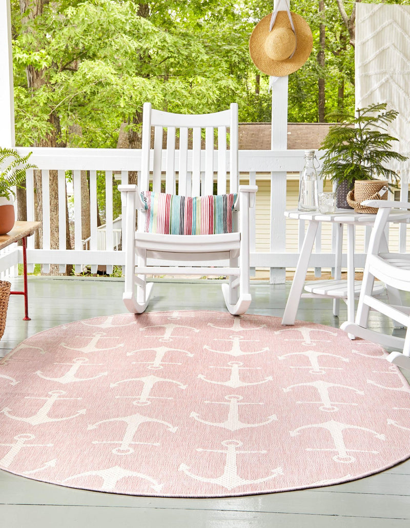 Seaside Haven Rugs Collection Area Rug - Sapphire (Pink) Oval Pink lifestyle 2