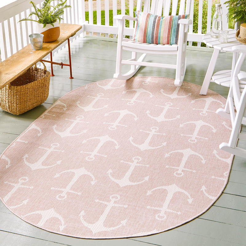Seaside Haven Rugs Collection Area Rug - Sapphire (Pink) Oval Pink lifestyle 8