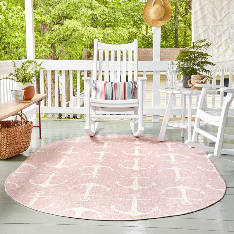 Seaside Haven Rugs Collection Area Rug - Sapphire (Pink) Oval Pink lifestyle 9