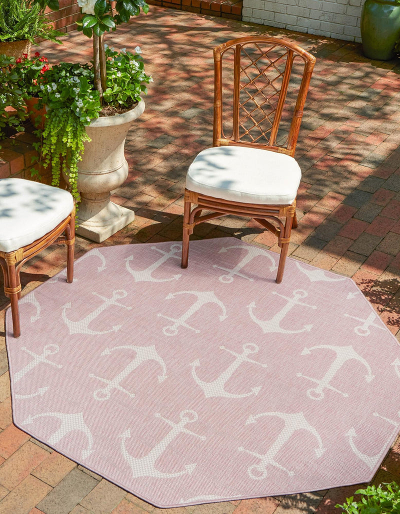 Seaside Haven Rugs Collection Area Rug - Sapphire (Pink) Octagon Pink lifestyle 0