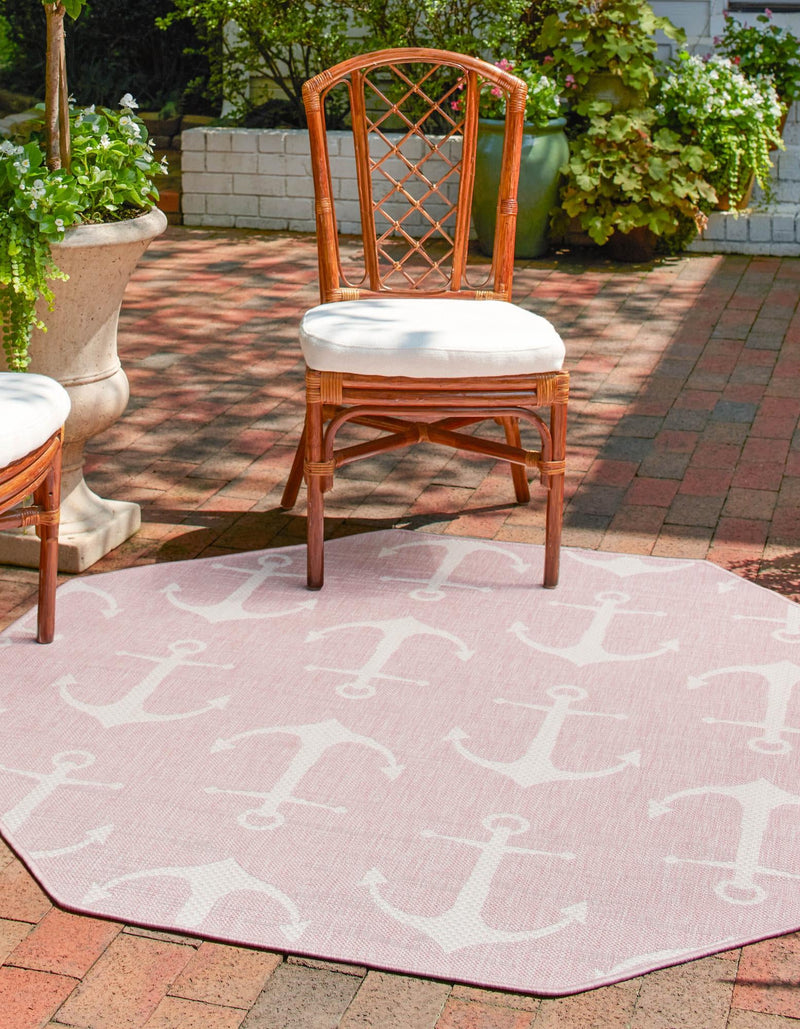 Seaside Haven Rugs Collection Area Rug - Sapphire (Pink) Octagon Pink lifestyle 2