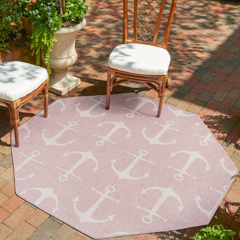 Seaside Haven Rugs Collection Area Rug - Sapphire (Pink) Octagon Pink lifestyle 8