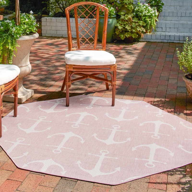 Seaside Haven Rugs Collection Area Rug - Sapphire (Pink) Octagon Pink lifestyle 9