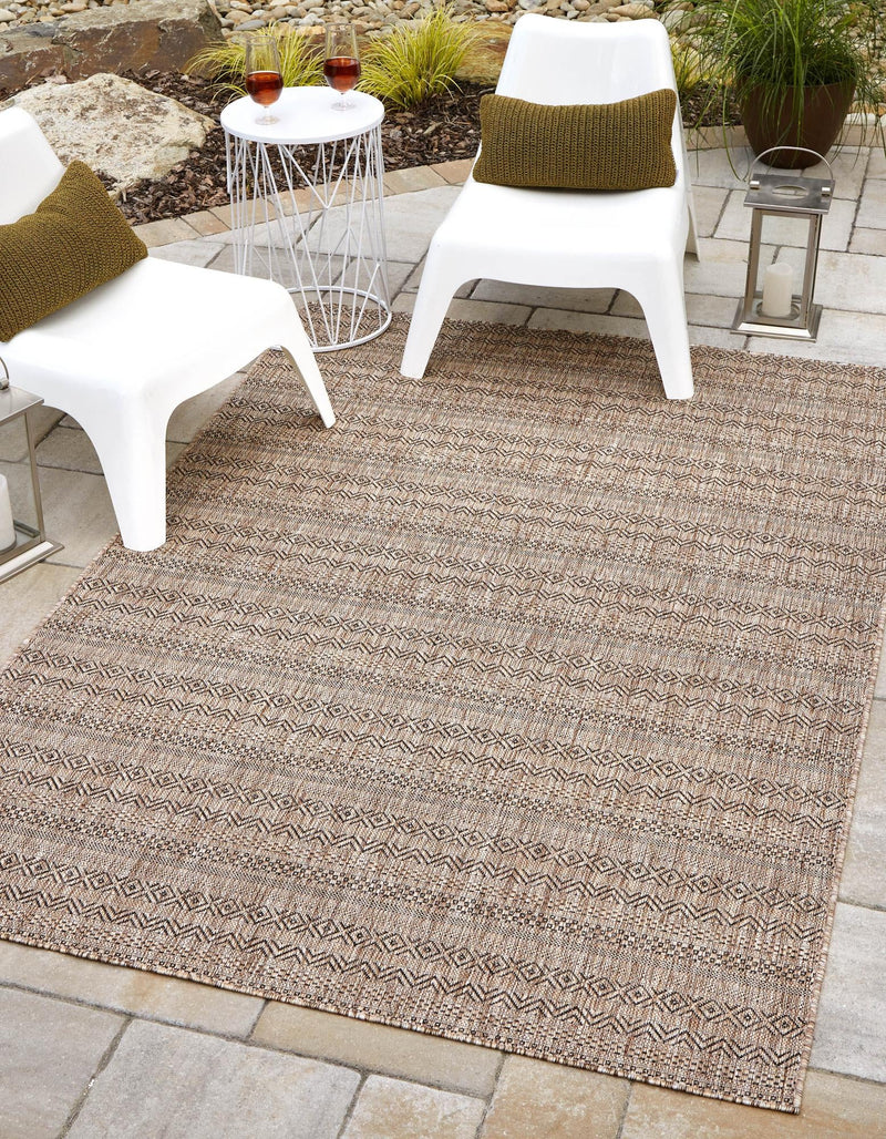 Patio Stripe Harmony Collection Area Rug - Boardwalk (Natural) Rectangle Natural lifestyle 0