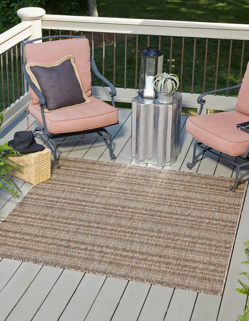 Patio Stripe Harmony Collection Area Rug - Boardwalk (Natural) Square Natural lifestyle 0