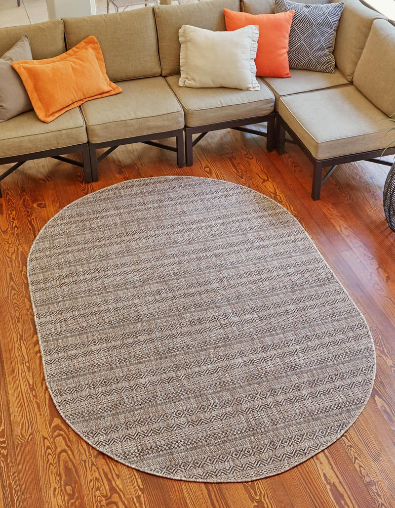 Patio Stripe Harmony Collection Area Rug - Boardwalk (Natural) Oval Natural lifestyle 0