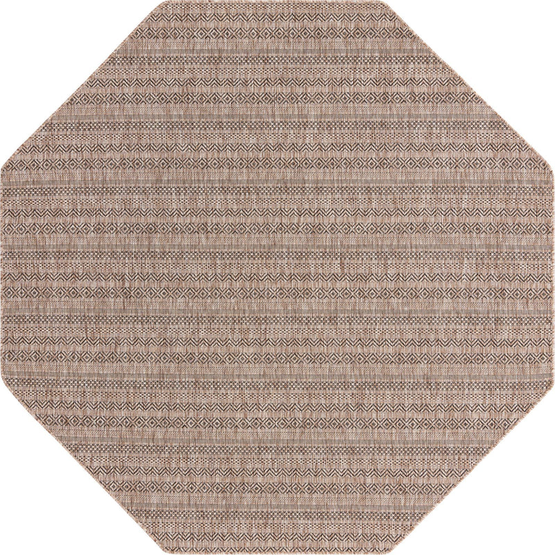 Patio Stripe Harmony Collection Area Rug - Boardwalk (Natural) Octagon Natural Main