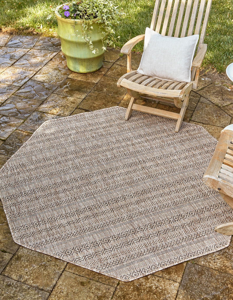 Patio Stripe Harmony Collection Area Rug - Boardwalk (Natural) Octagon Natural lifestyle 0