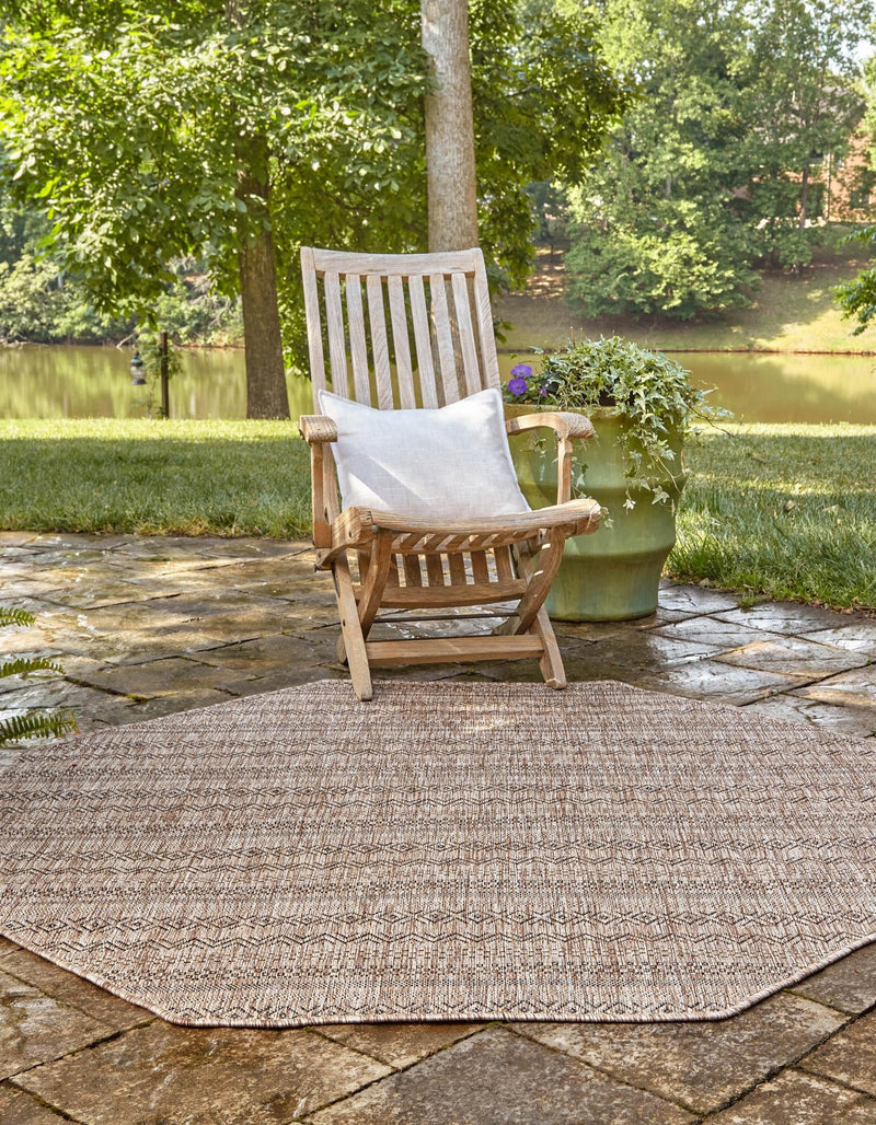 Patio Stripe Harmony Collection Area Rug - Boardwalk (Natural) Octagon Natural lifestyle 2
