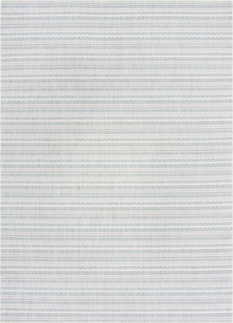 Patio Stripe Harmony Collection Area Rug - Boardwalk (Teal) Rectangle Teal Main