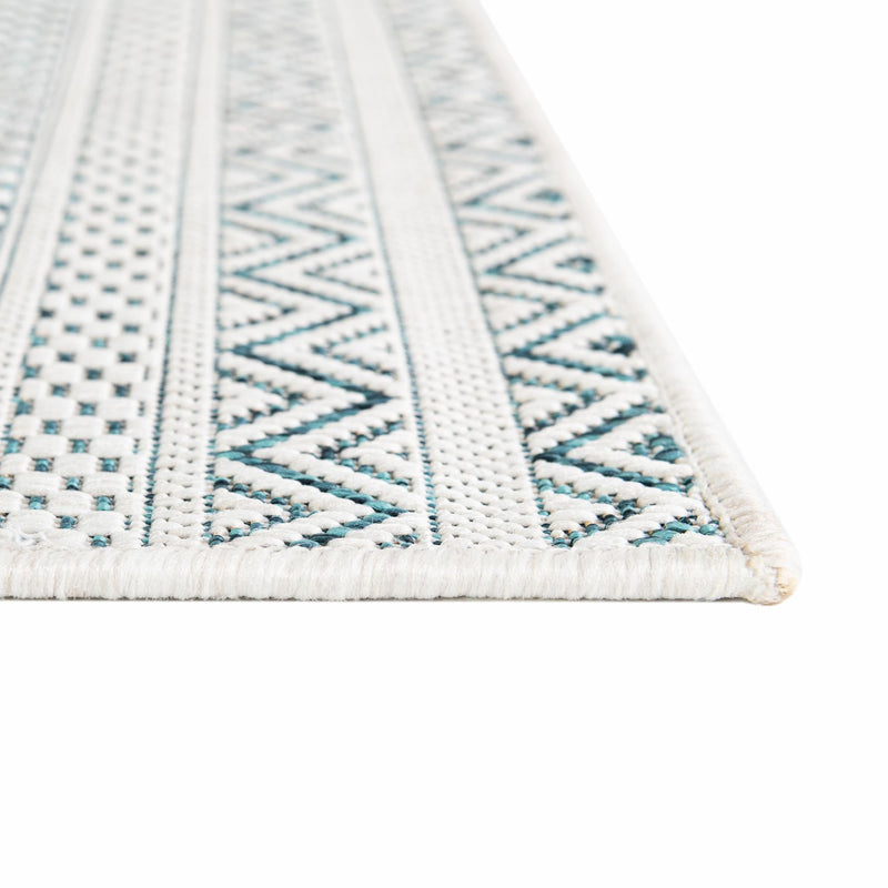 Patio Stripe Harmony Collection Area Rug - Boardwalk (Teal) Rectangle Teal lifestyle 7